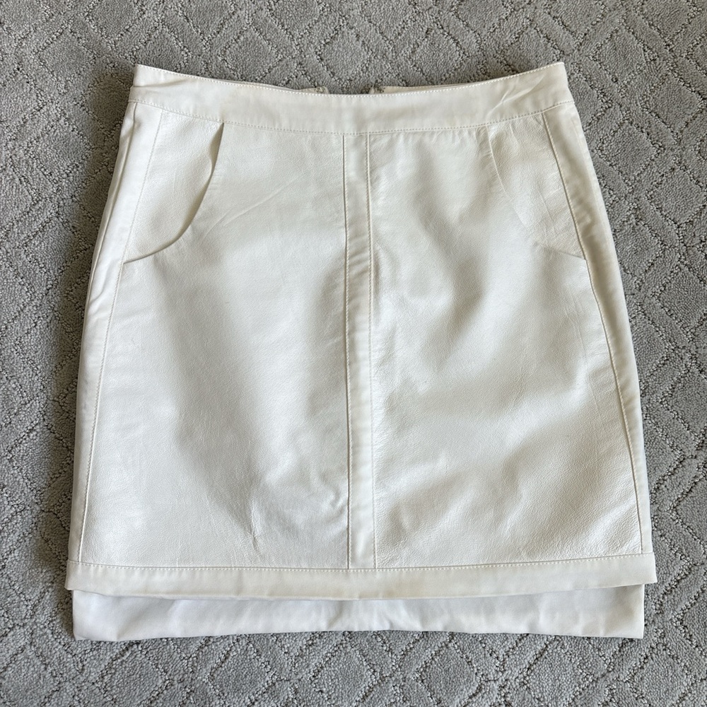 Bebe Elegant White Genuine Leather Skirt